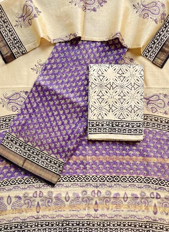 Silk Purple Festival Wear Printed Dress Material